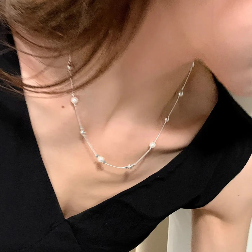 Snake Bone Pearl Clavicle Necklace — 2024 Bestseller