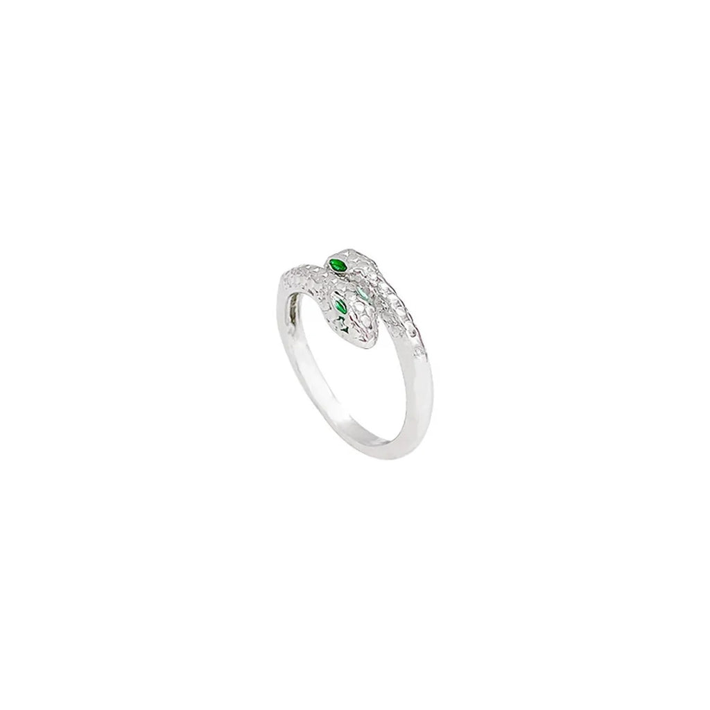 Sparkling Double-Headed Snake Index Finger Ring