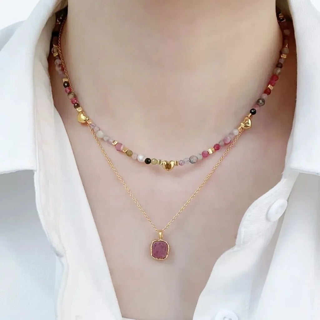 Spring Prelude Multicolor Bead Clavicle Necklace