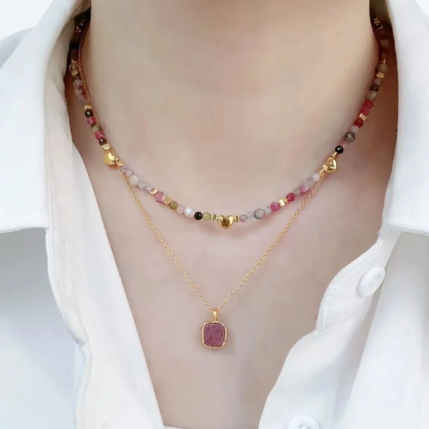 Spring Prelude Multicolor Bead Clavicle Necklace