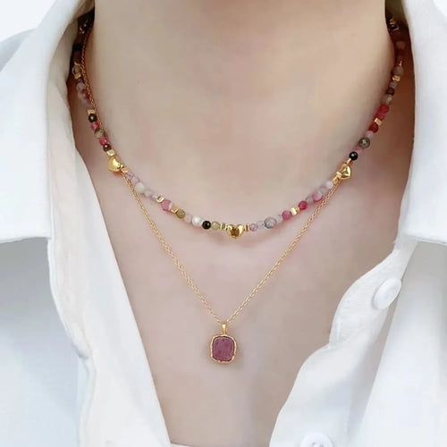 Spring Prelude Multicolor Bead Clavicle Necklace