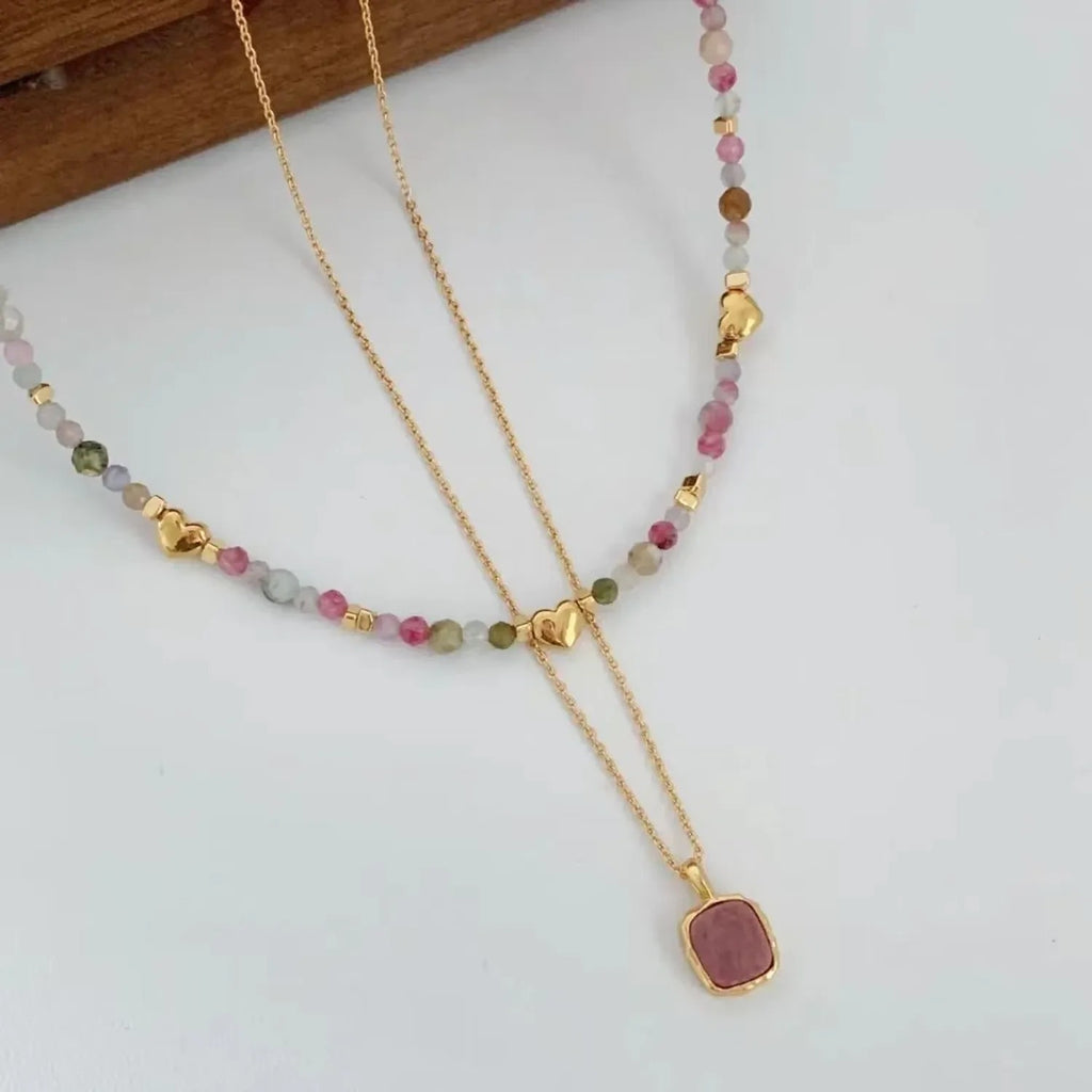 Spring Prelude Multicolor Bead Clavicle Necklace