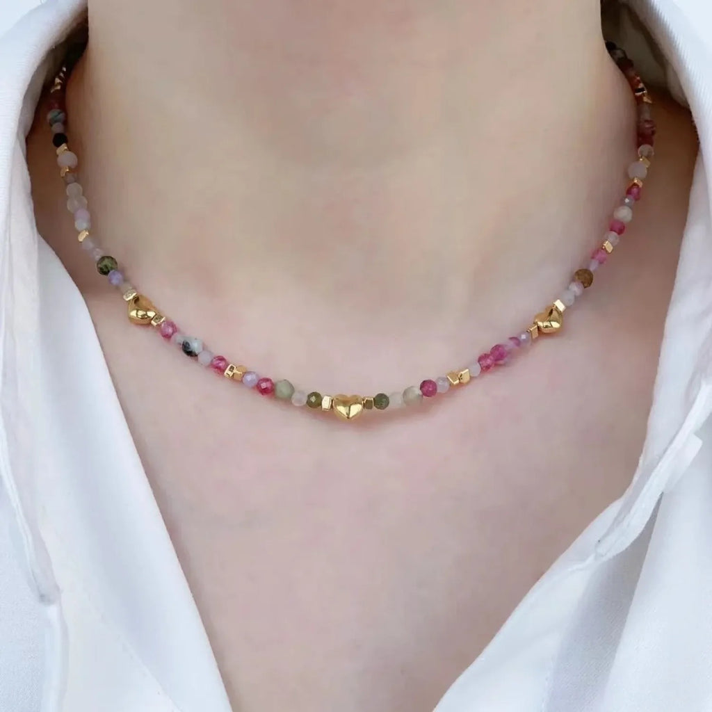 Spring Prelude Multicolor Bead Clavicle Necklace
