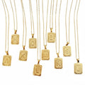 Square Stainless Steel Letter Pendant Necklace