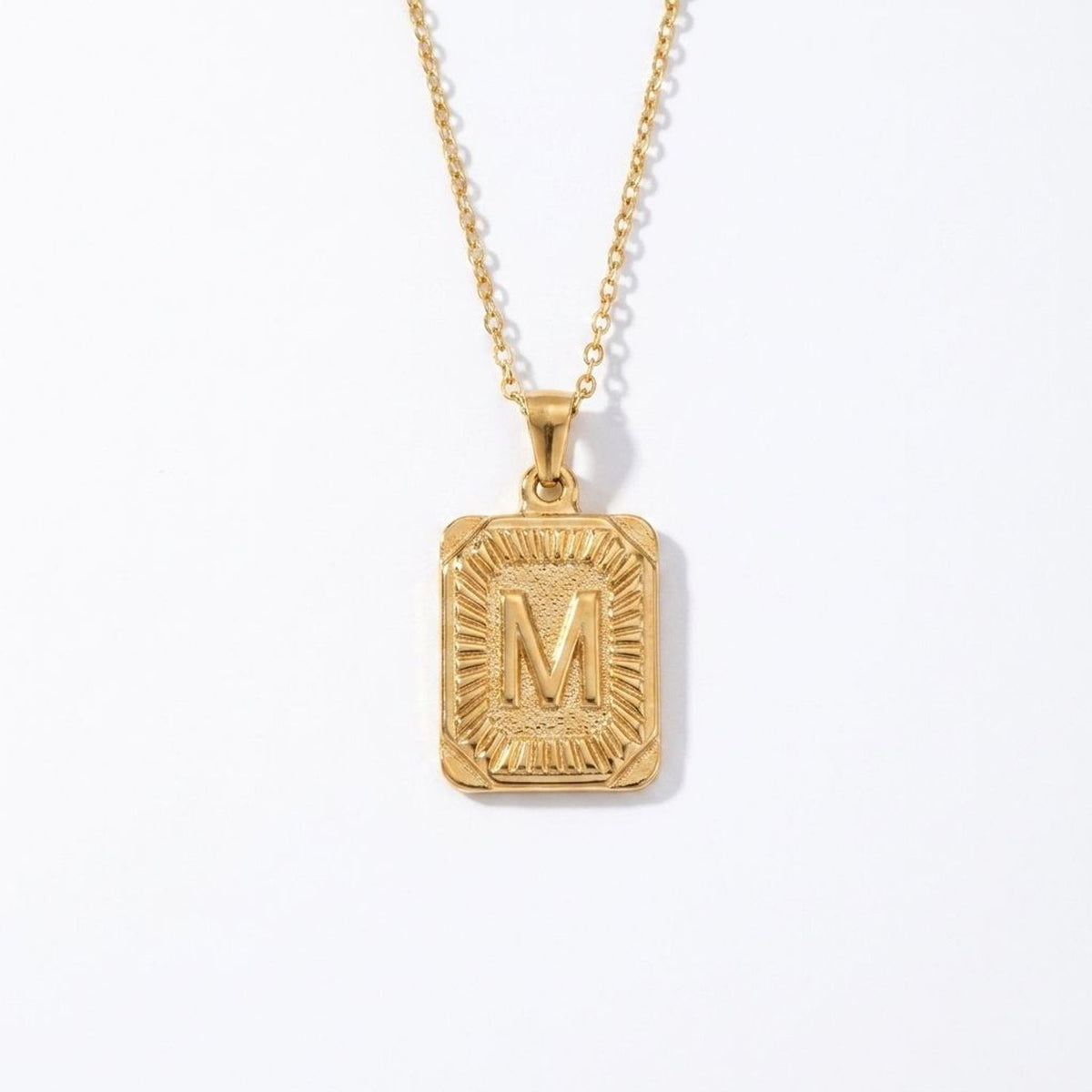 Square Stainless Steel Letter Pendant Necklace