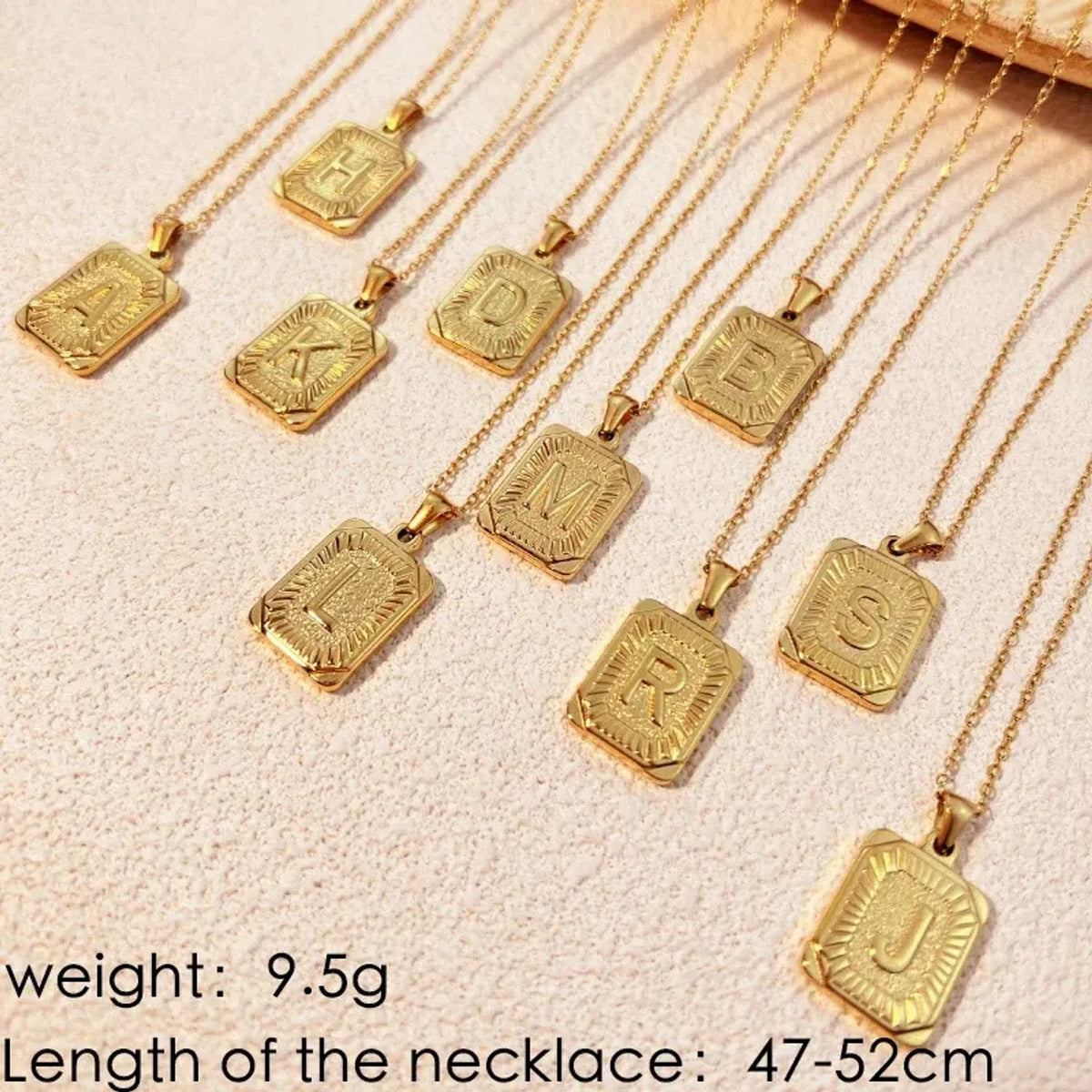 Square Stainless Steel Letter Pendant Necklace