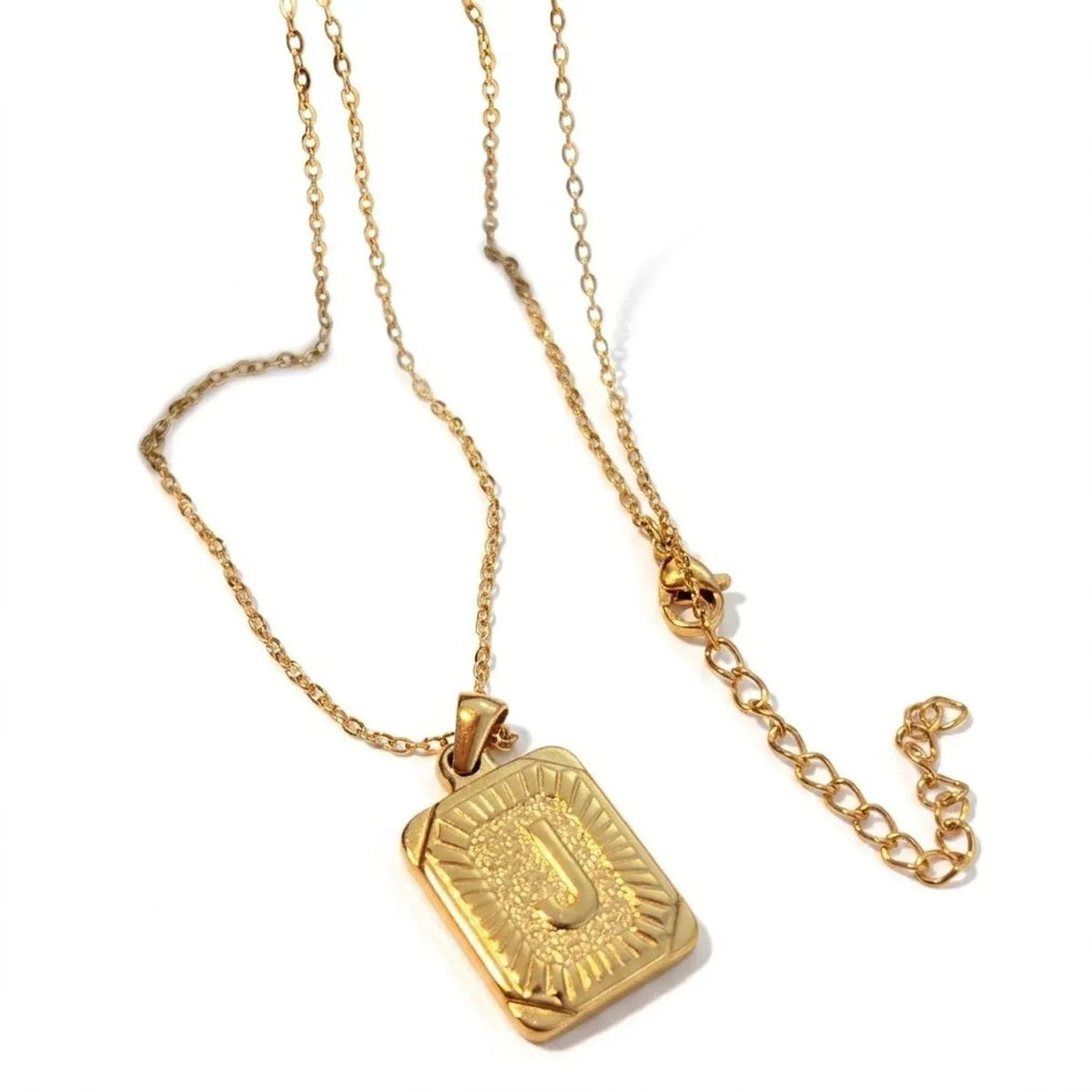 Square Stainless Steel Letter Pendant Necklace