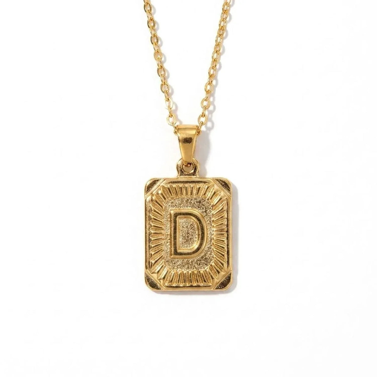 Square Stainless Steel Letter Pendant Necklace