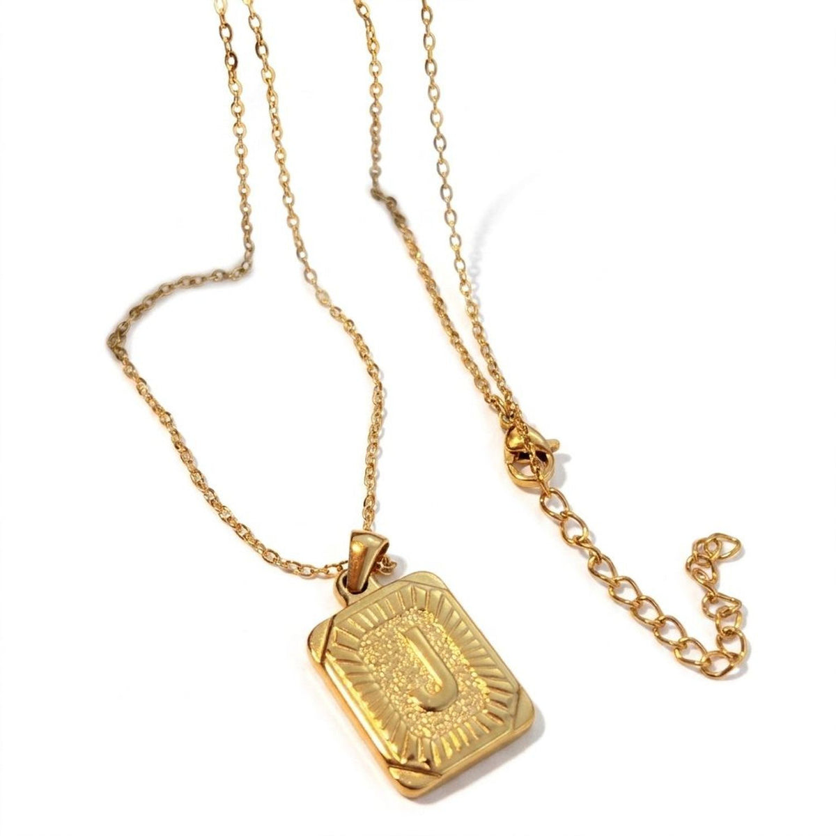 Square Stainless Steel Letter Pendant Necklace