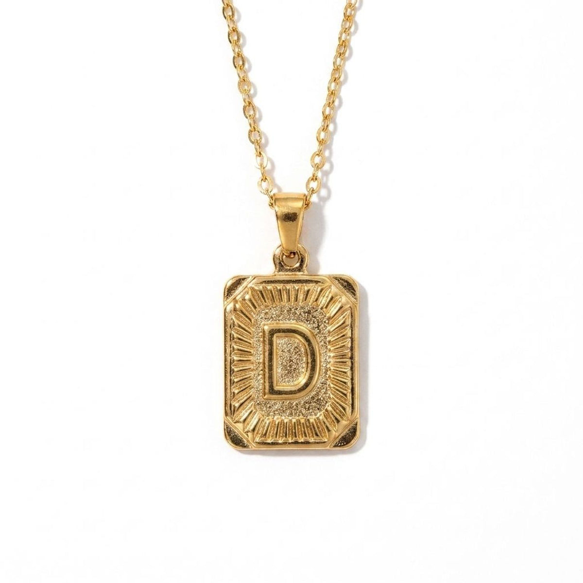 Square Stainless Steel Letter Pendant Necklace