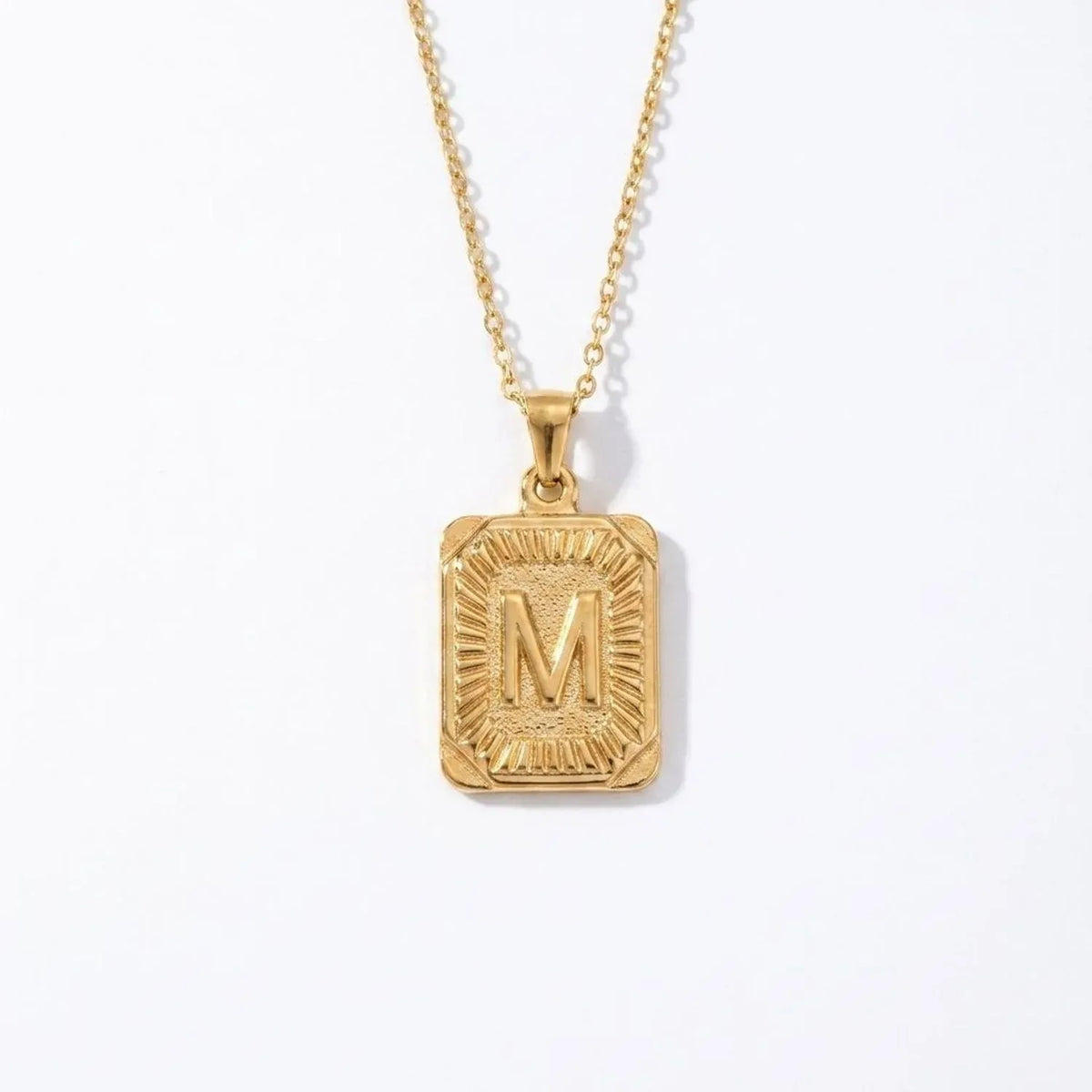 Square Stainless Steel Letter Pendant Necklace