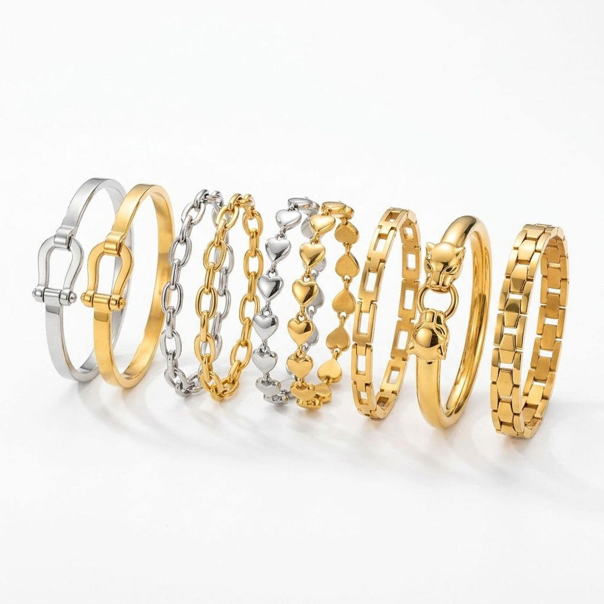 Stainless Steel Geometric Gold Bracelets for Women - Gold Jewelry — all variants