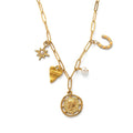 Stainless Steel New-Style Coin-Shaped Irregular Zircon-Inlaid Agate Natural Stone Pendant Necklace
