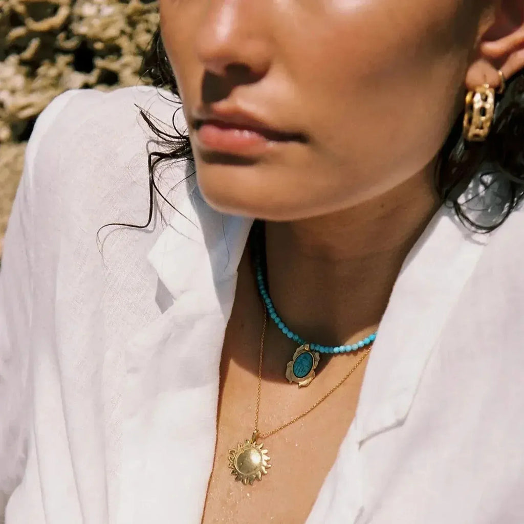 Stainless Steel Ocean Shell Beaded Necklace Jewelry