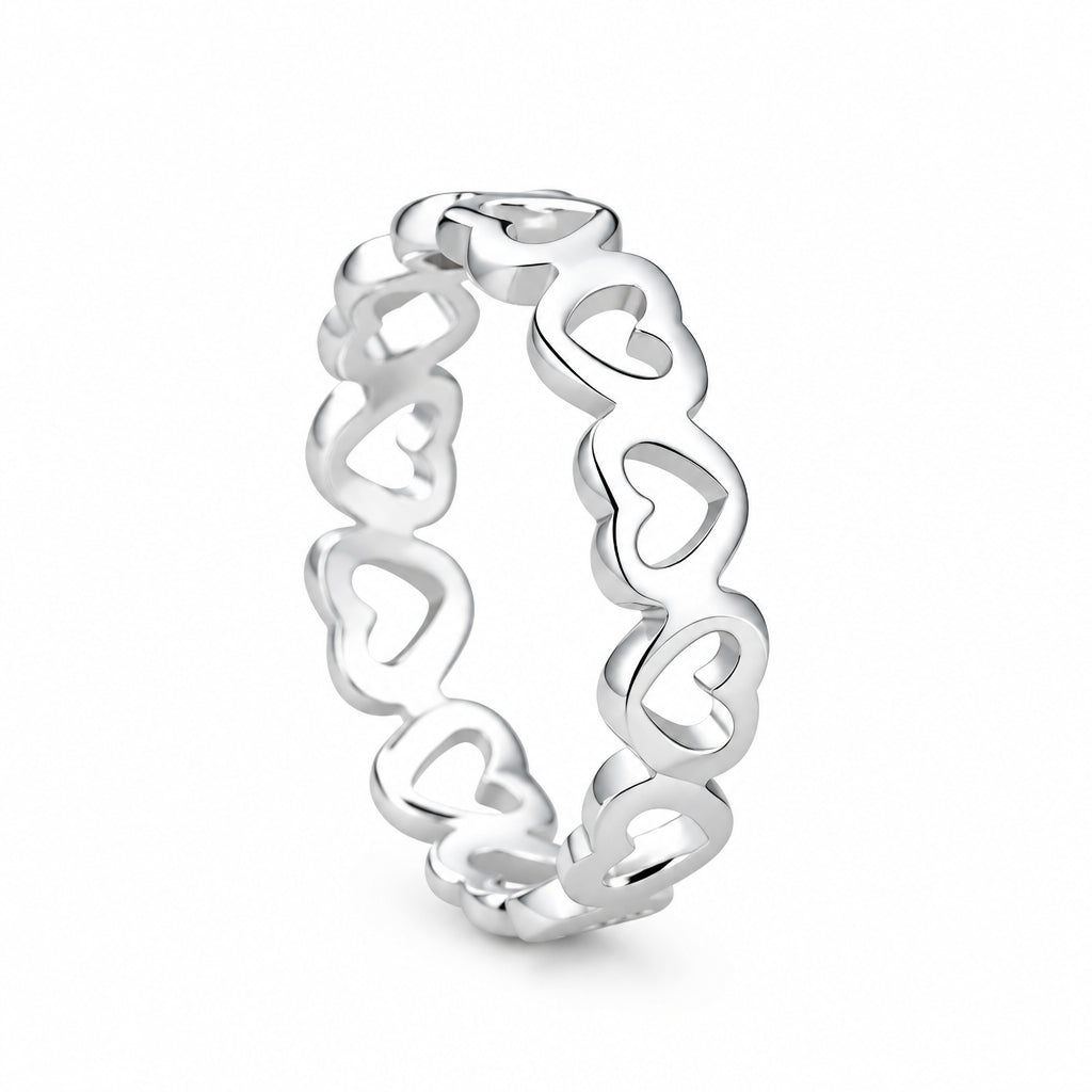 Sterling Silver Heart-shaped Ring For Women