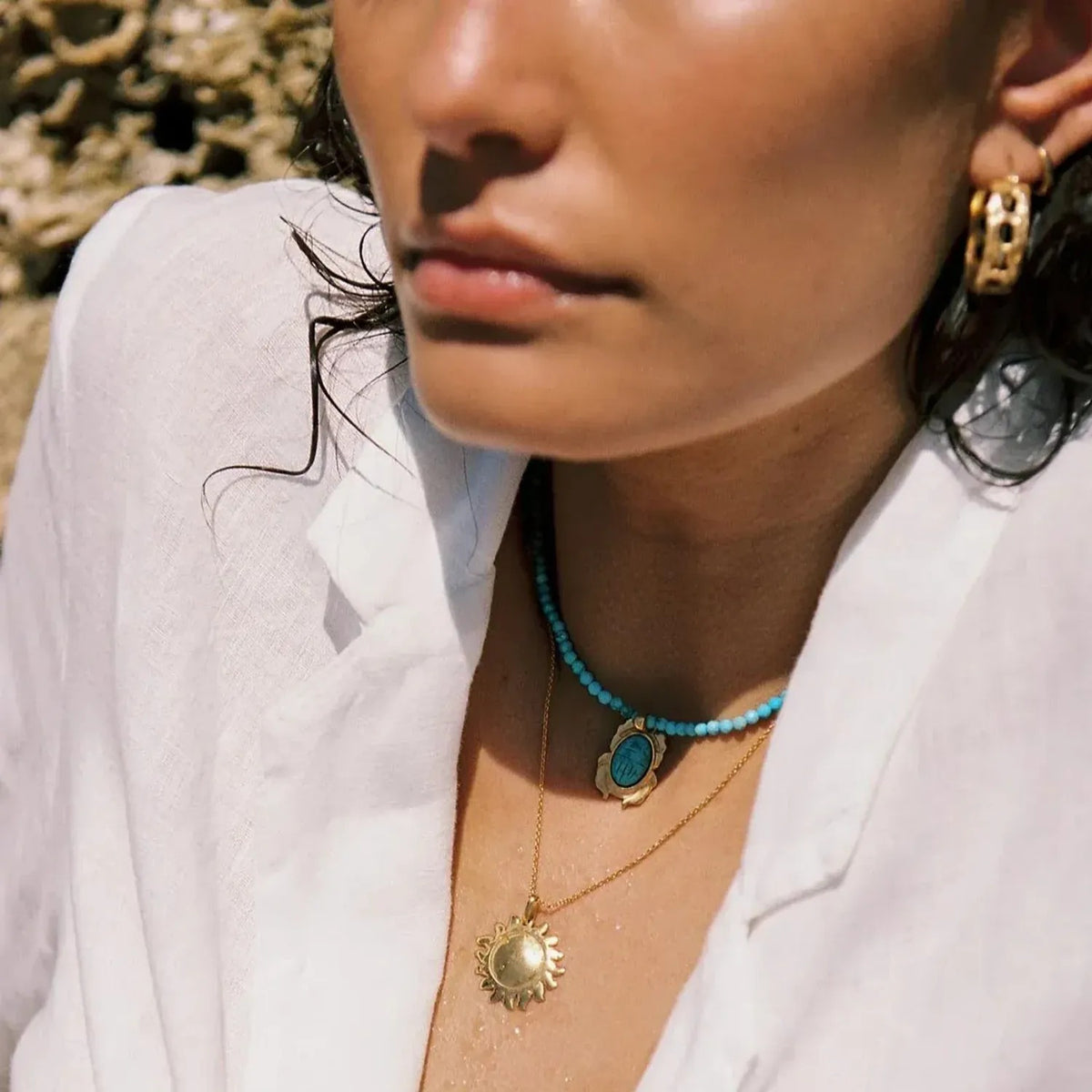 Stylish European And American Stainless Steel Ocean Shell Beaded Necklace