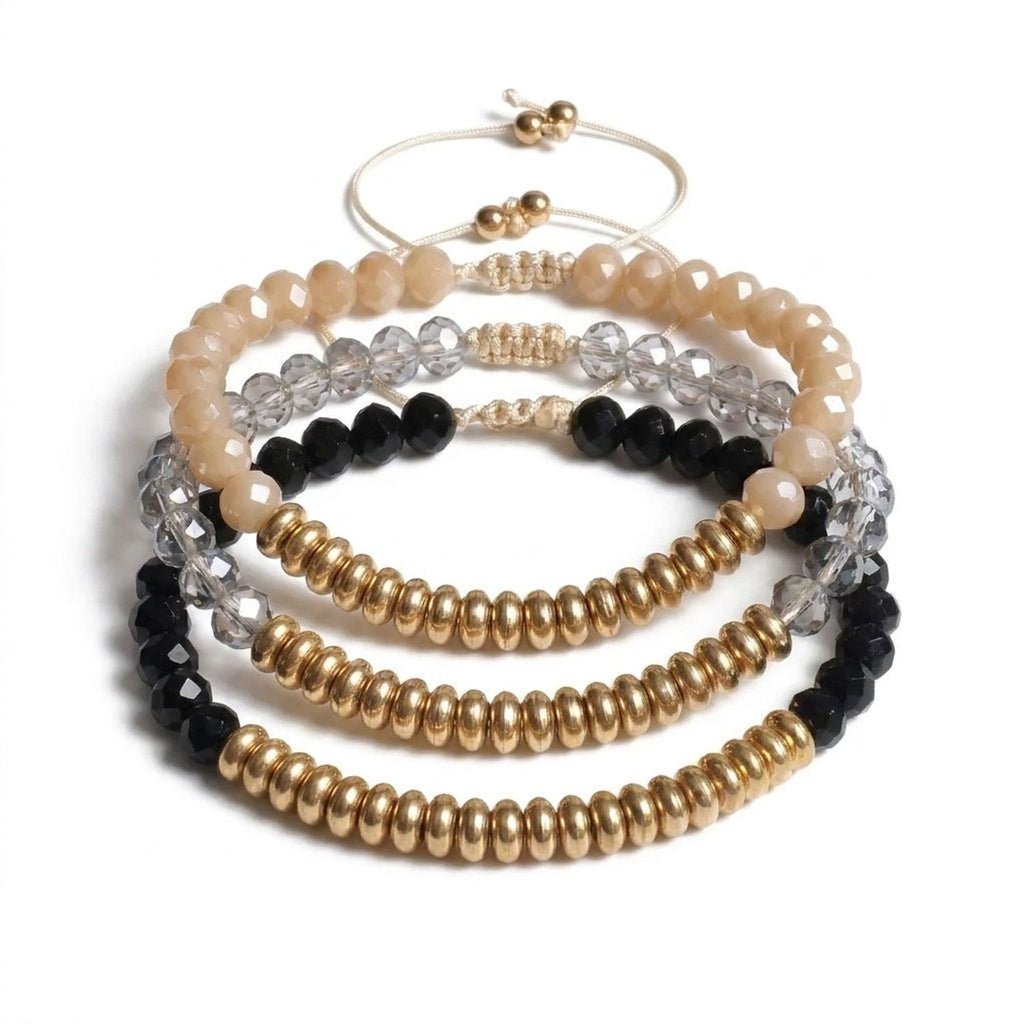 Sunlit Stack Stretch Bracelet - Gold Jewelry with Faceted Crystals — all variants