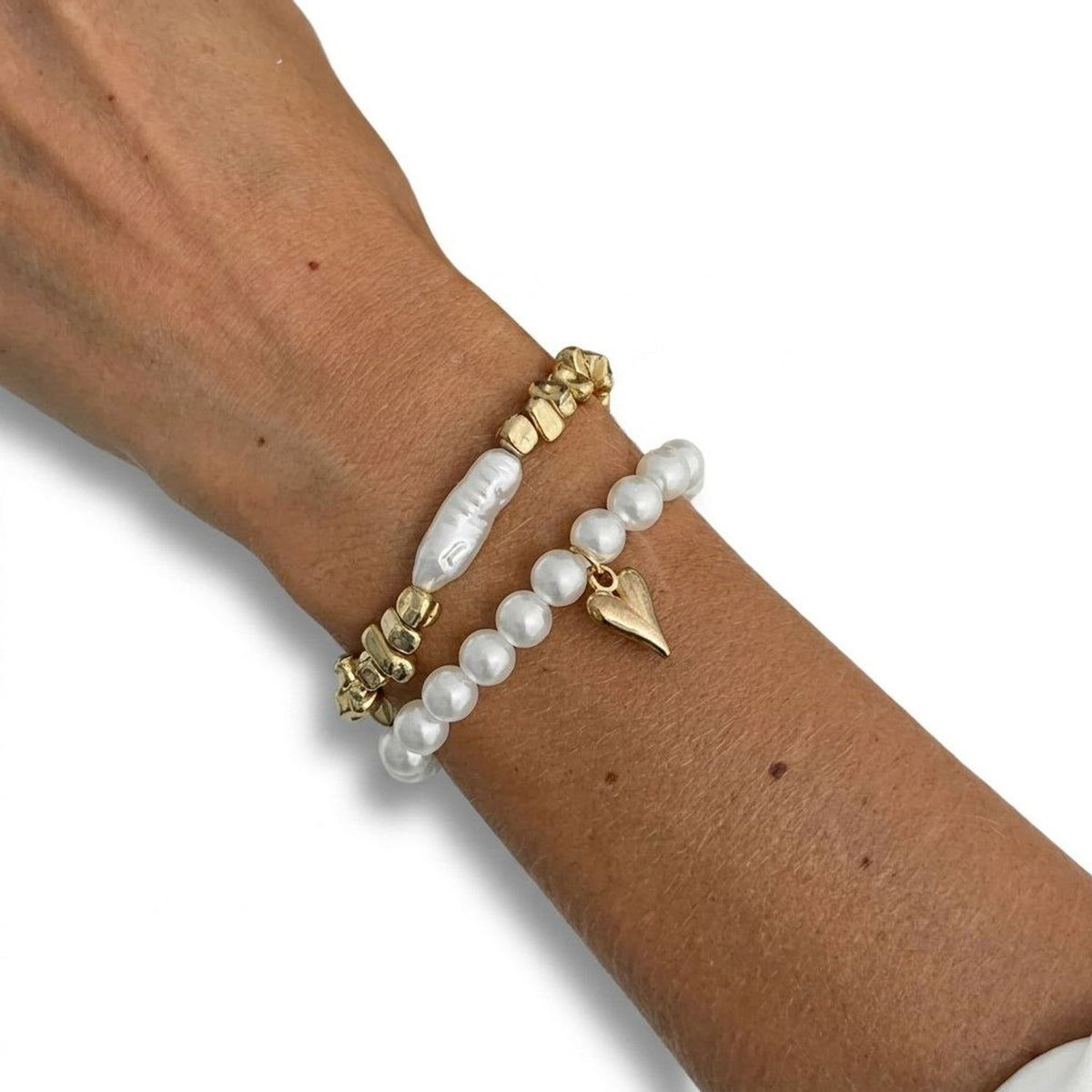 Sweetheart Beaded Heart Charm and Tassel Bracelet - Gold Bracelets for Women & Multi Tones