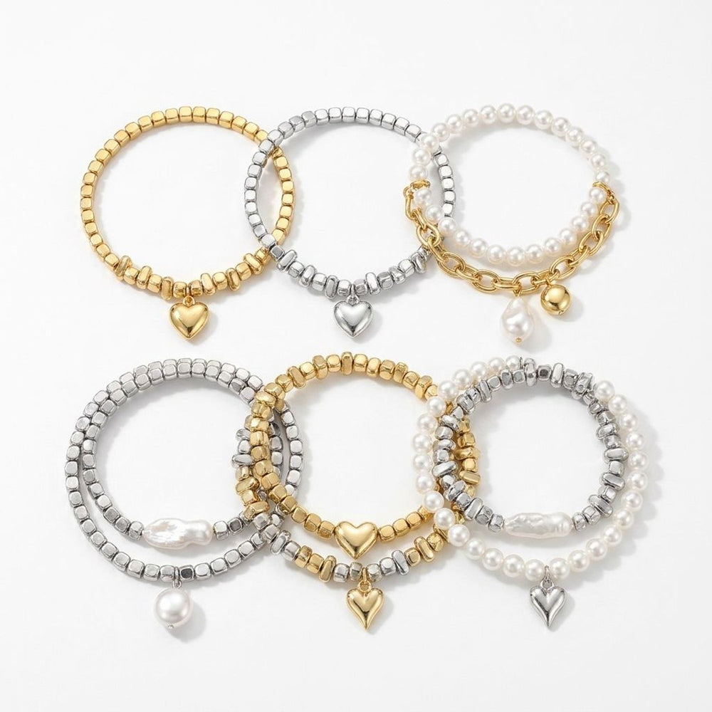Sweetheart Beaded Heart Charm and Tassel Bracelet - Gold Bracelets for Women & Multi Tones — all variants