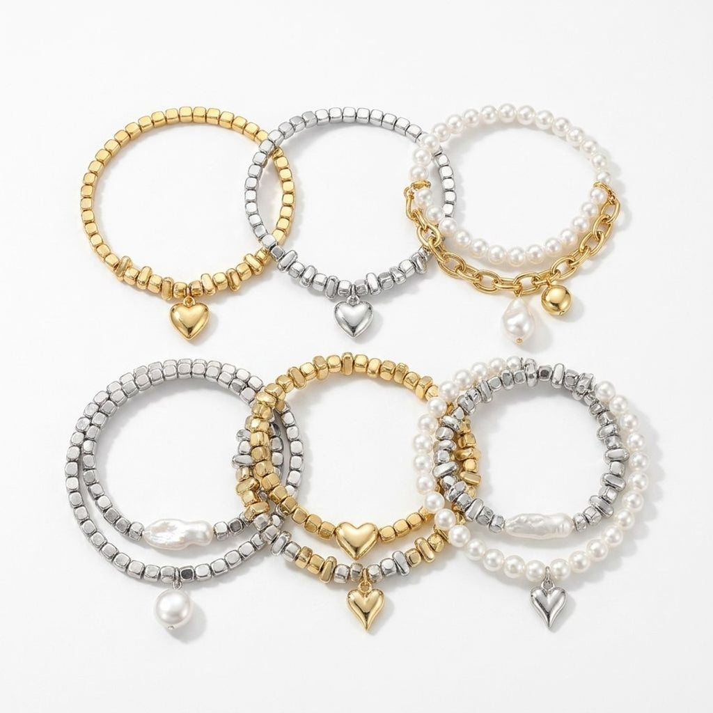 Sweetheart Beaded Heart Charm and Tassel Bracelet - Gold Bracelets for Women & Multi Tones — all variants