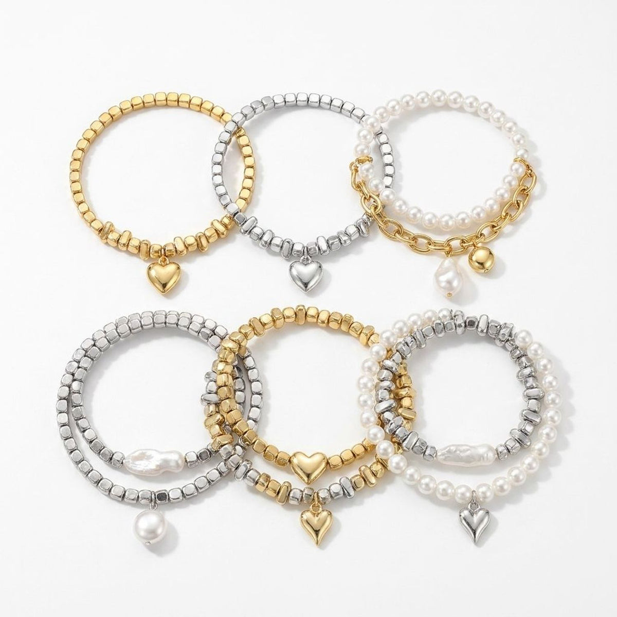 Sweetheart Beaded Heart Charm and Tassel Bracelet - Gold Bracelets for Women & Multi Tones — all variants