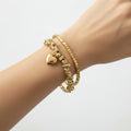 Sweetheart Beaded Heart Charm and Tassel Bracelet - Gold Bracelets for Women & Multi Tones