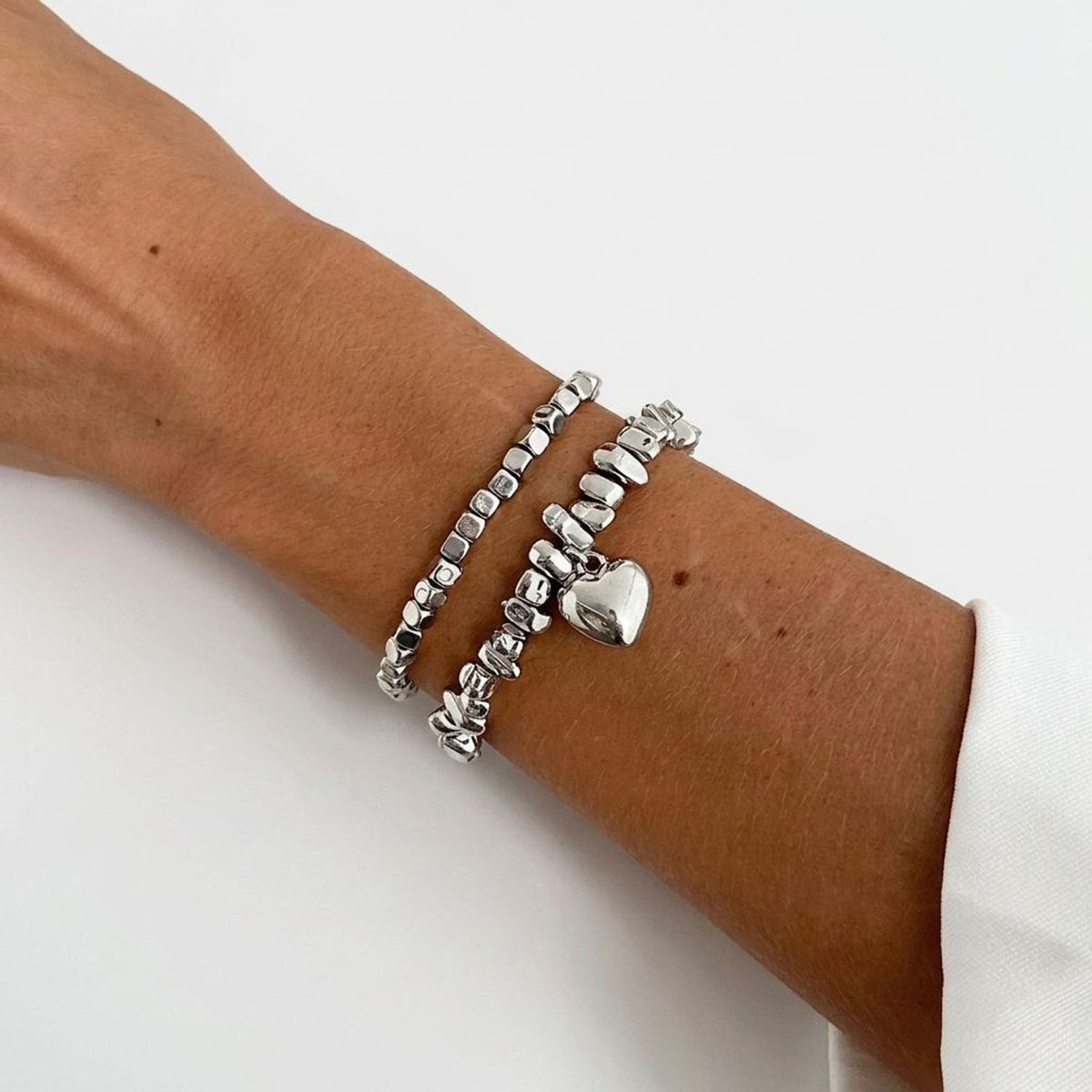 Sweetheart Beaded Heart Charm and Tassel Bracelet - Gold Bracelets for Women & Multi Tones