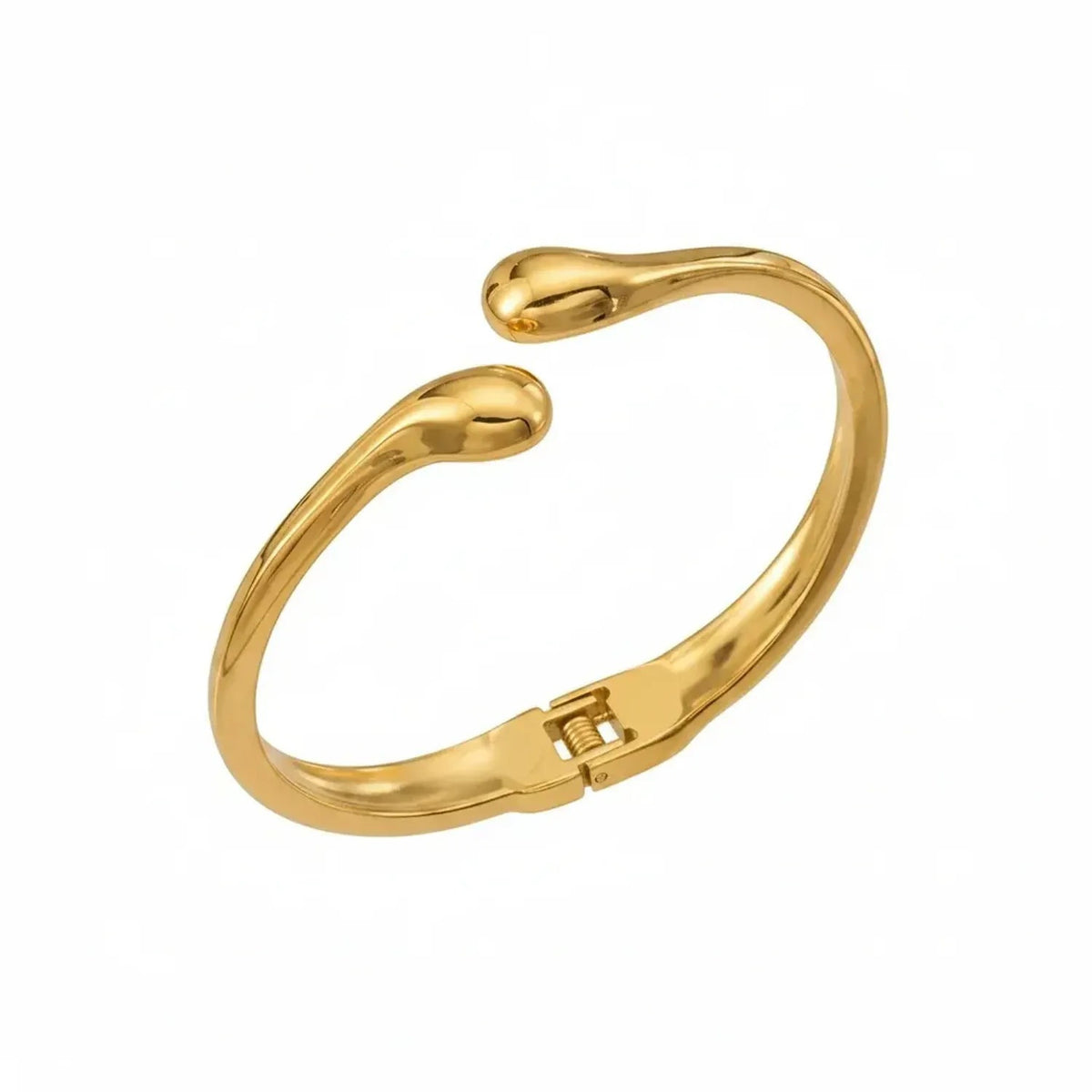 Teardrop Tip Open Cuff Bangle - Stainless Steel Minimalist Bracelet