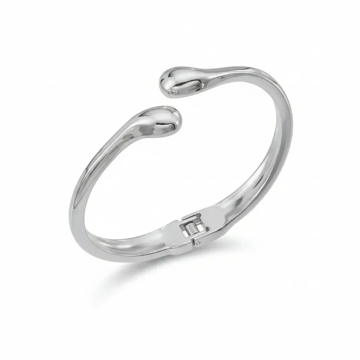 Teardrop Tip Open Cuff Bangle - Stainless Steel Minimalist Bracelet