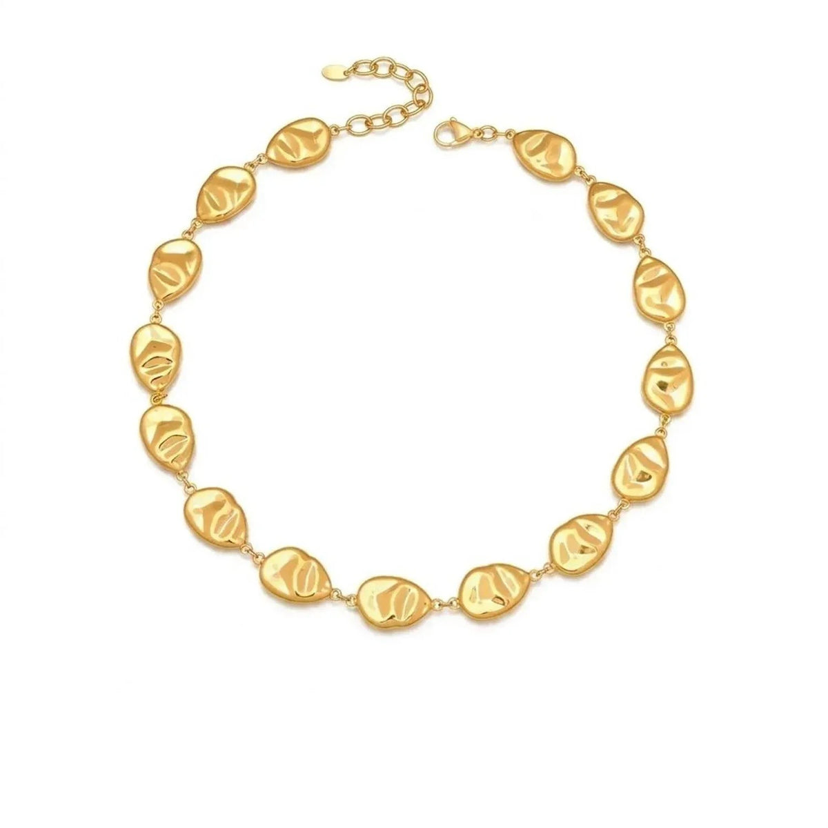 Textured Hollow Stainless Steel Gold Chain Necklace for Women