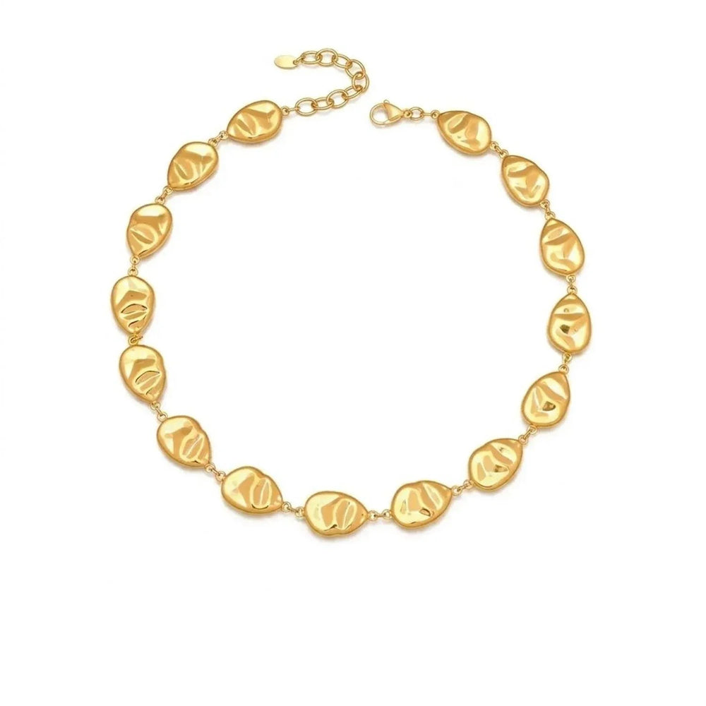 Textured Hollow Stainless Steel Gold Chain Necklace for Women