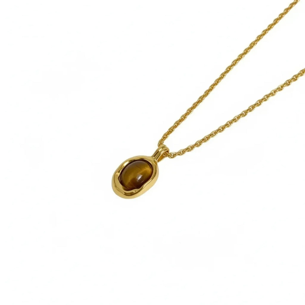 Tiger Eye Melanin Beaded Layered Clavicle Necklace