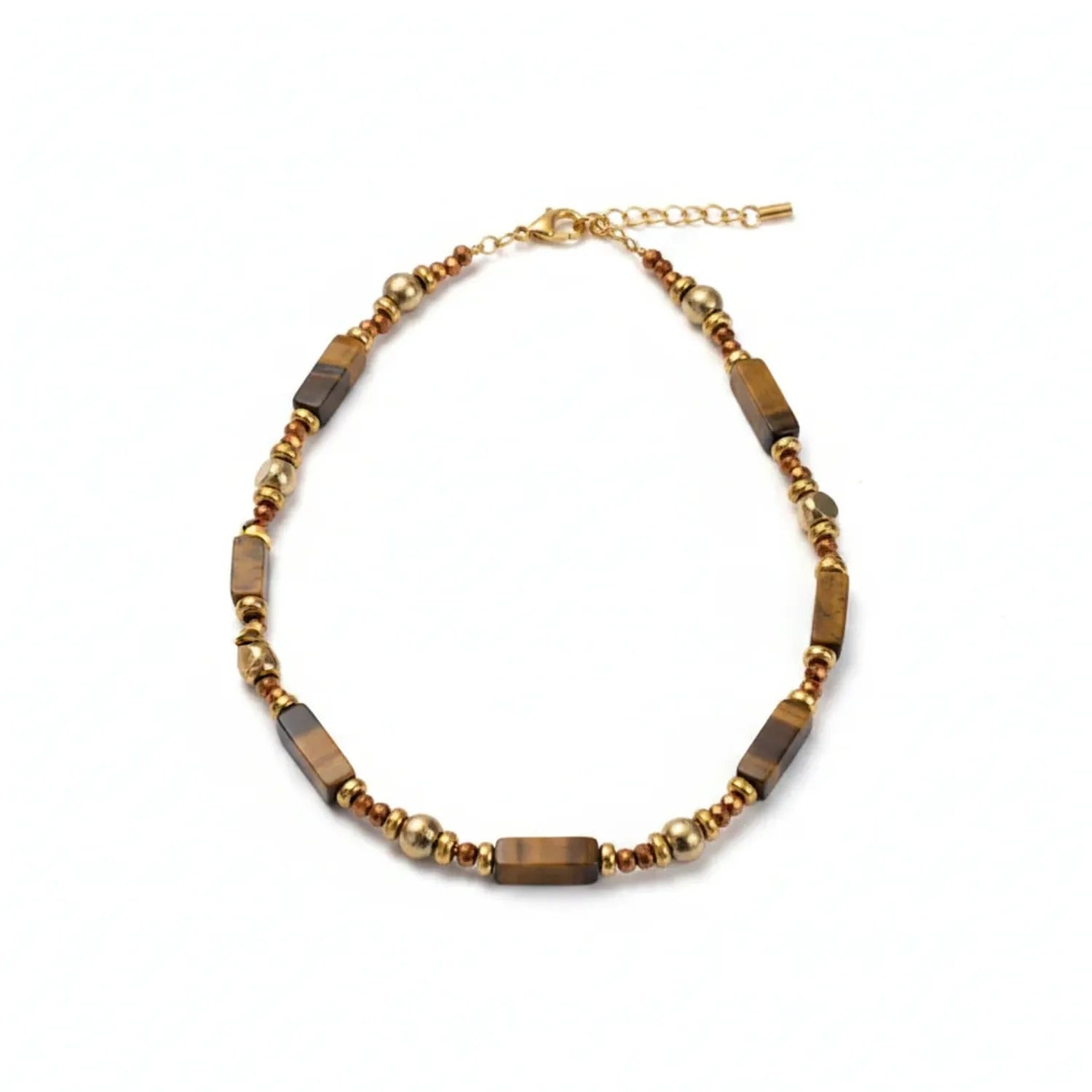 Tiger Eye Melanin Beaded Layered Clavicle Necklace