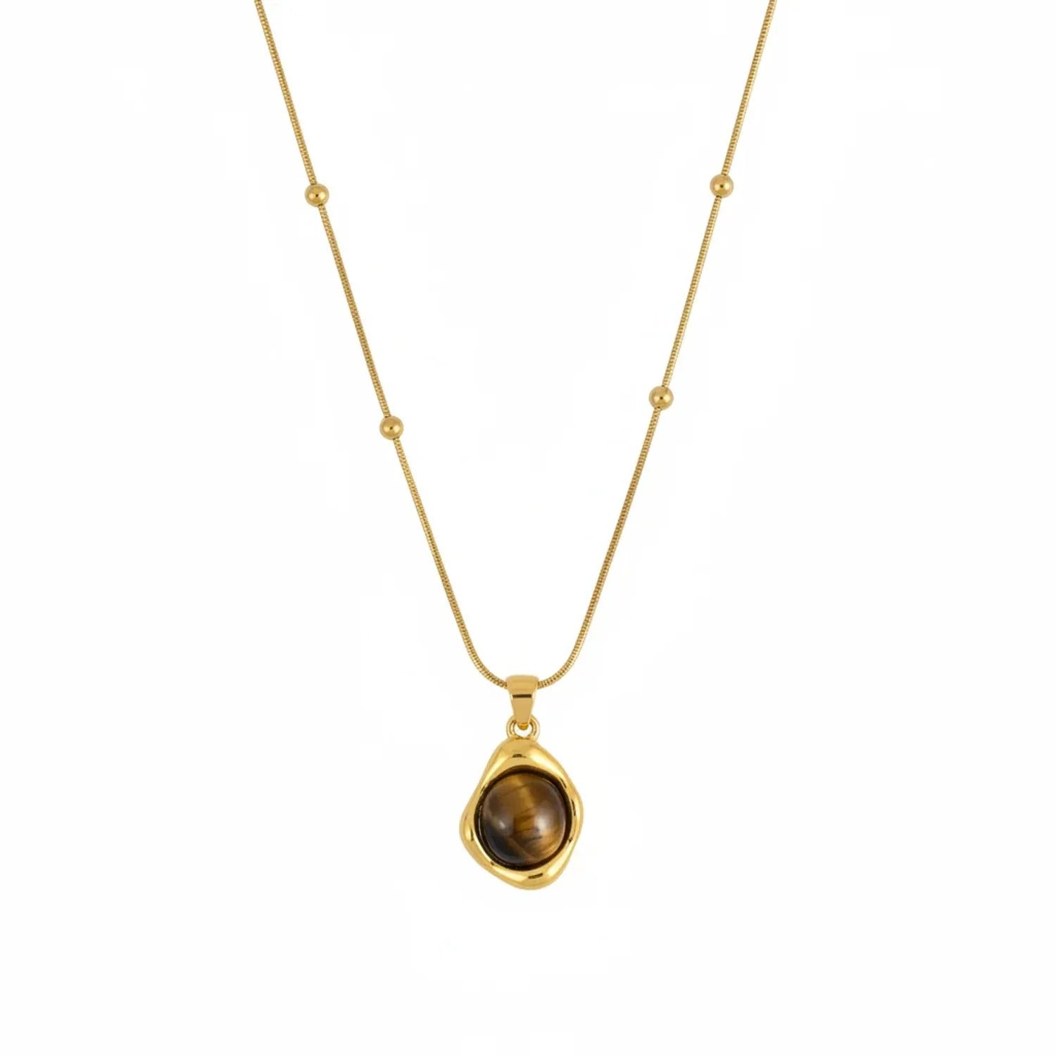Tiger Eye Melanin Beaded Layered Clavicle Necklace