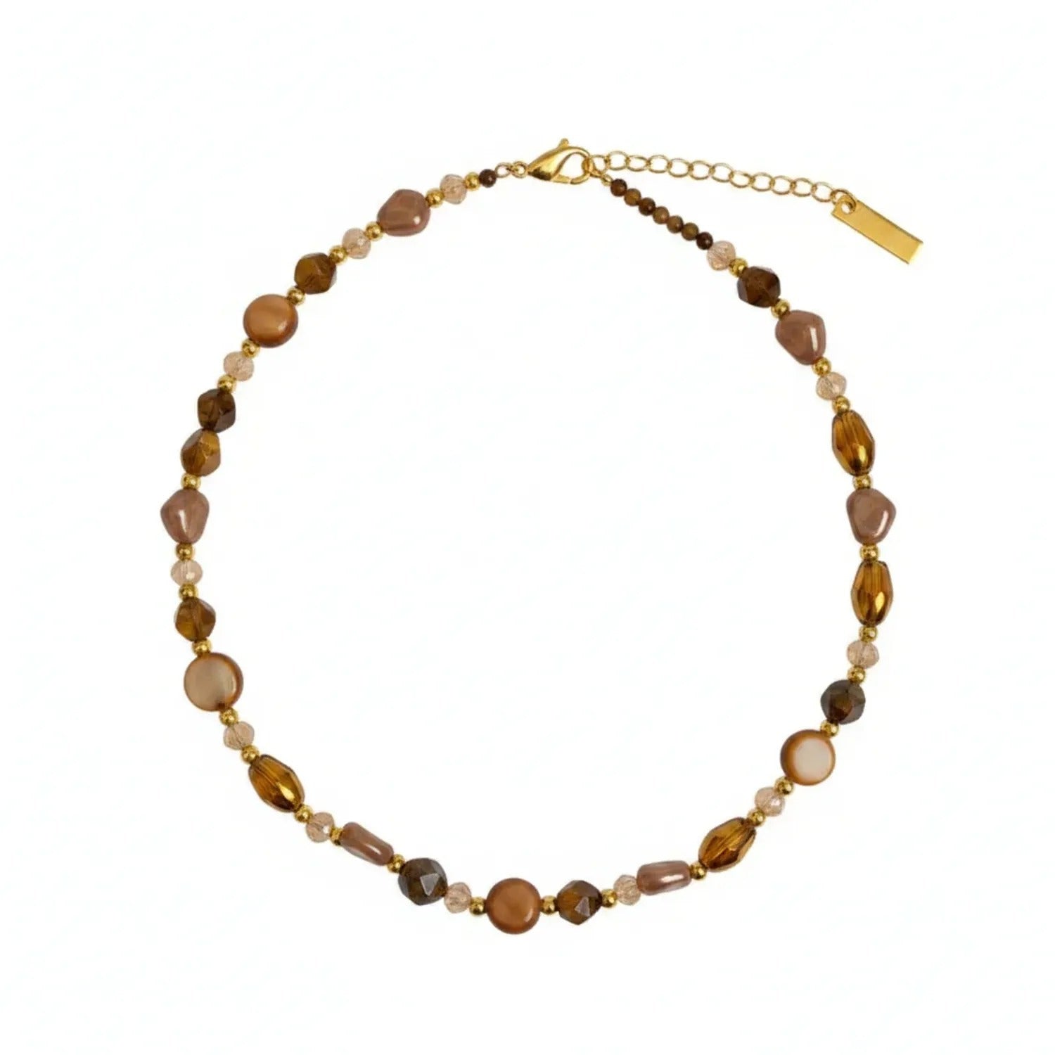Tiger Eye Melanin Beaded Layered Clavicle Necklace