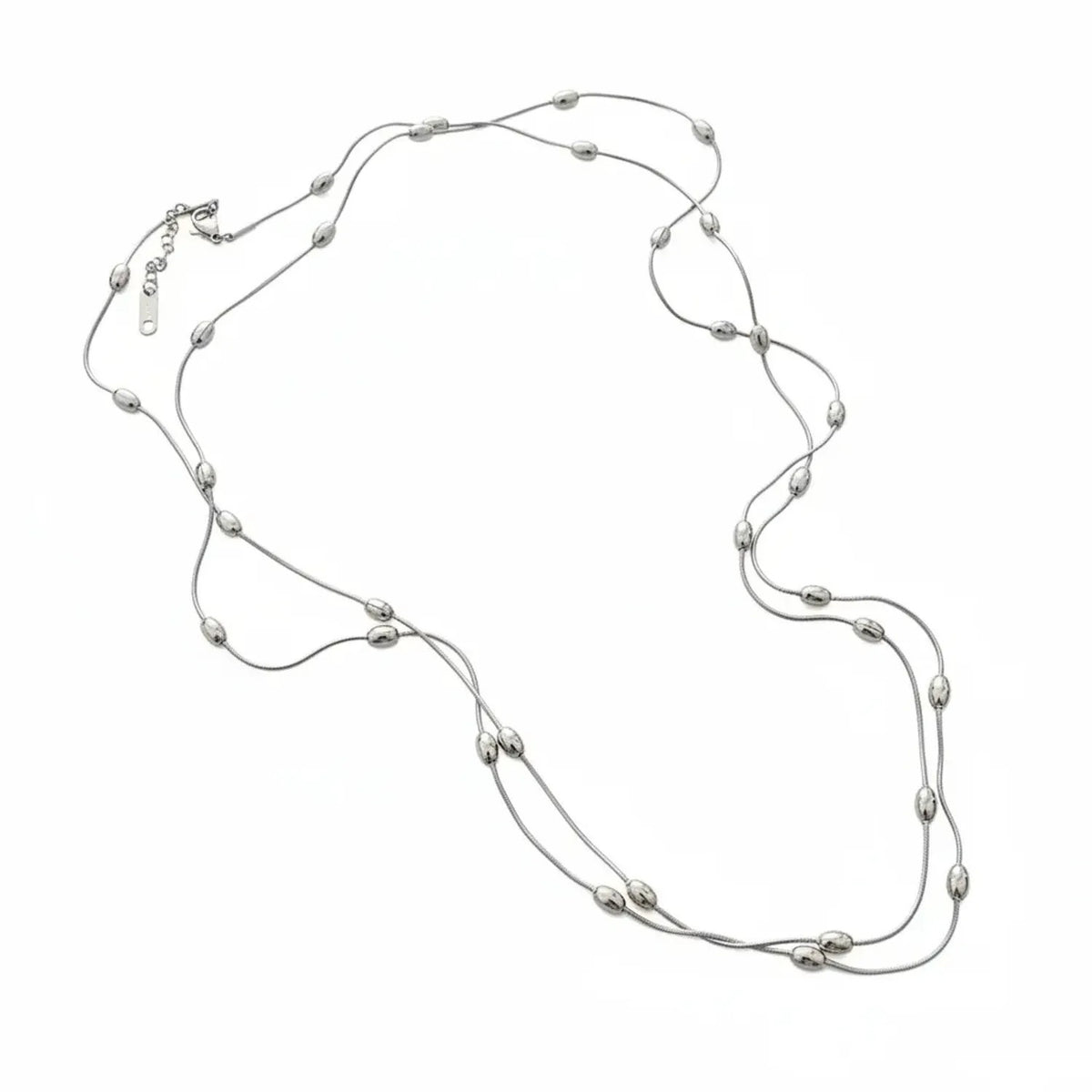 Titanium Steel Long Necklace & Bracelet Set, Tarnish-Free Jewelry