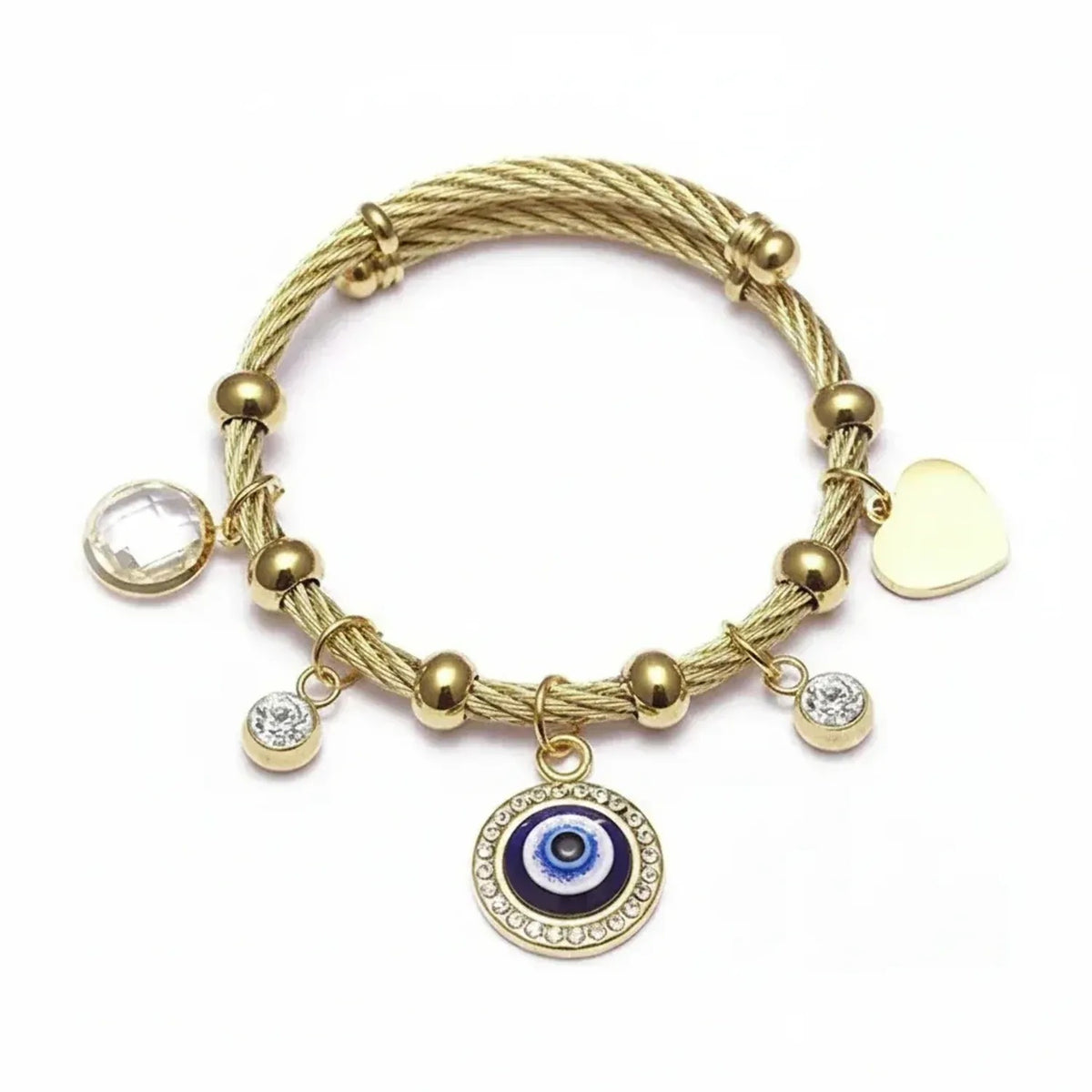 Turkish Evil Eye Bracelet & Bangle in Titanium Steel - Gold Bracelets for Women