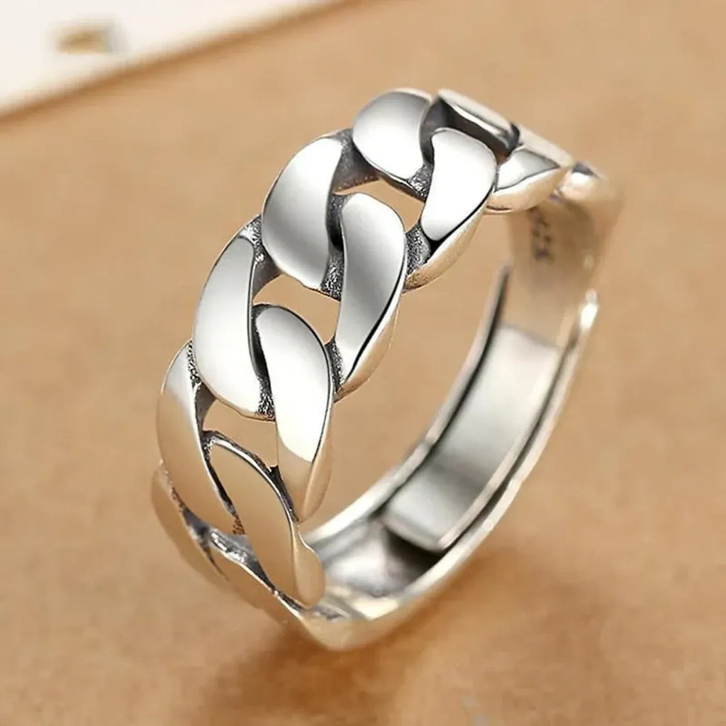 Twisted Chain Style Minimalist Adjustable Open Ring