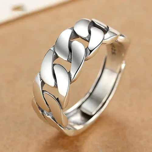 Twisted Chain Style Minimalist Adjustable Open Ring