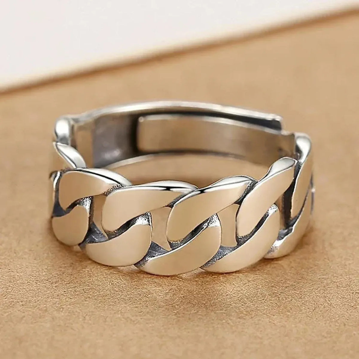 Twisted Chain Style Minimalist Adjustable Open Ring