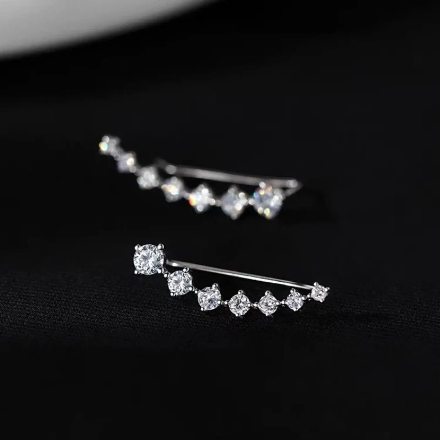 Ultra-Bright Curved Sterling Silver Stud Earrings