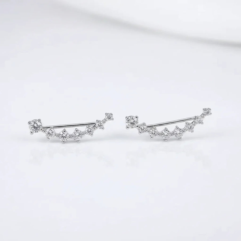 Ultra-Bright Curved Sterling Silver Stud Earrings