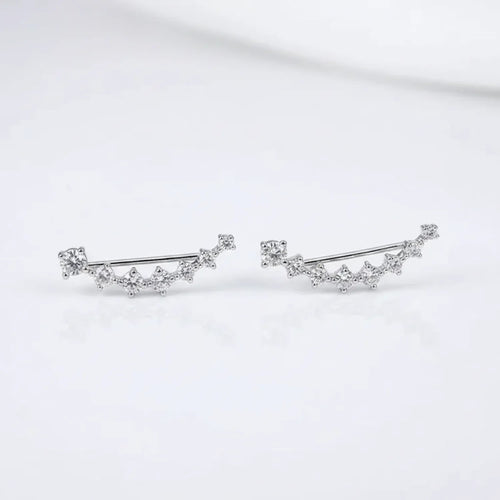 Ultra-Bright Curved Sterling Silver Stud Earrings