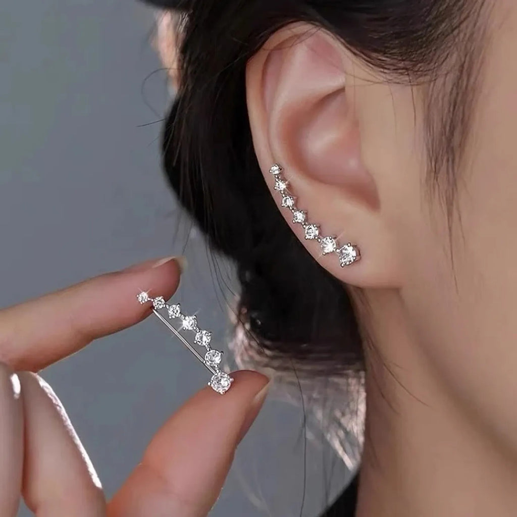 Ultra-Bright Curved Sterling Silver Stud Earrings