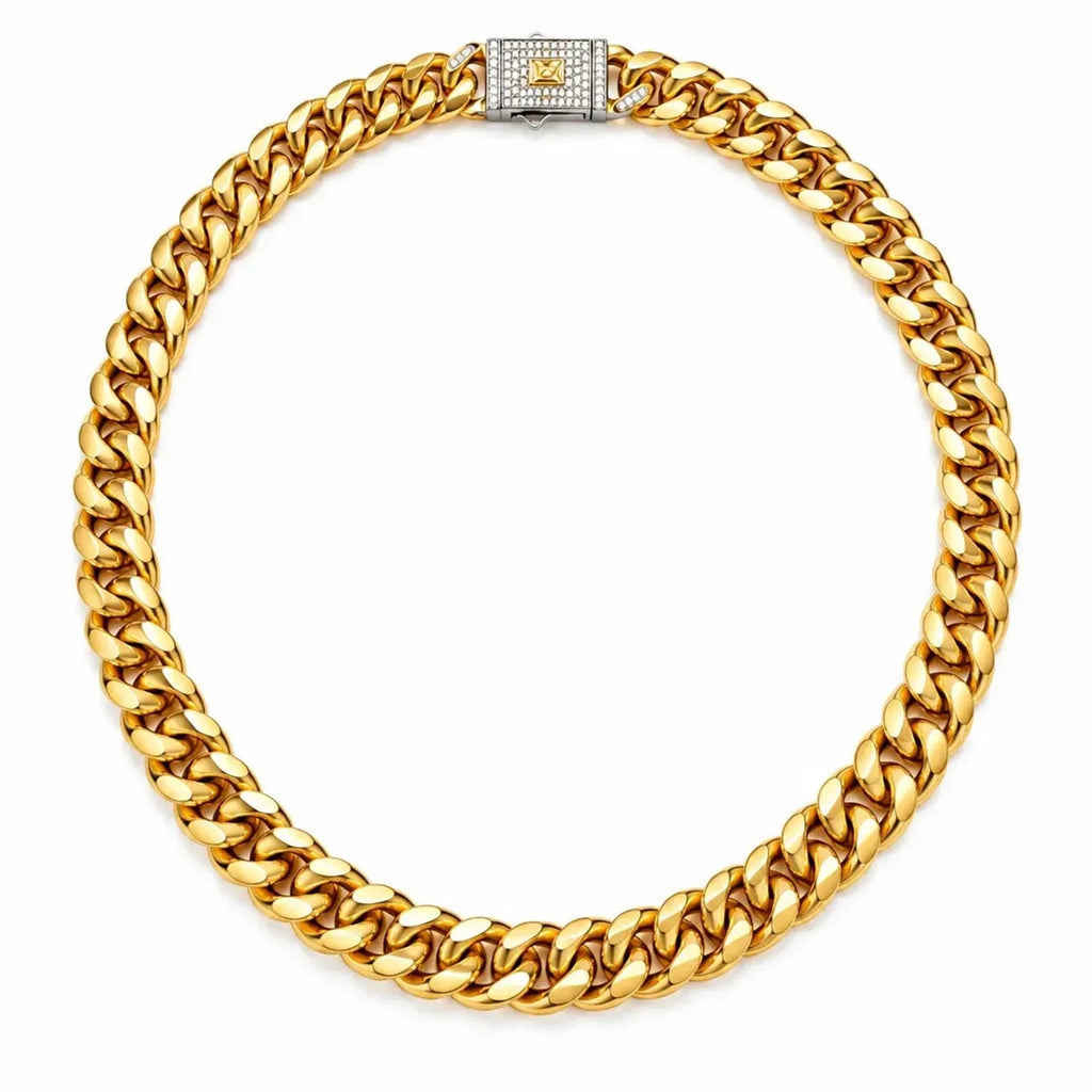Unisex Cuban Link Gold Jewelry Set - Electroplated Gold Necklace, Silver Necklace & Bracelet
