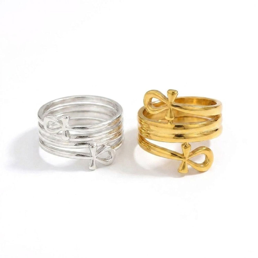 Unisex Double Layer Bowknot Ring, Minimalist Couple Jewelry — all variants