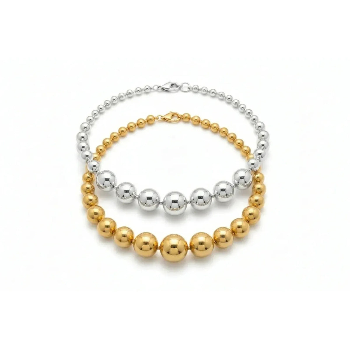 Unisex Gold Plated Metal Bead Collarbone Necklace Jewelry Y2K Spliced Choker Chain
