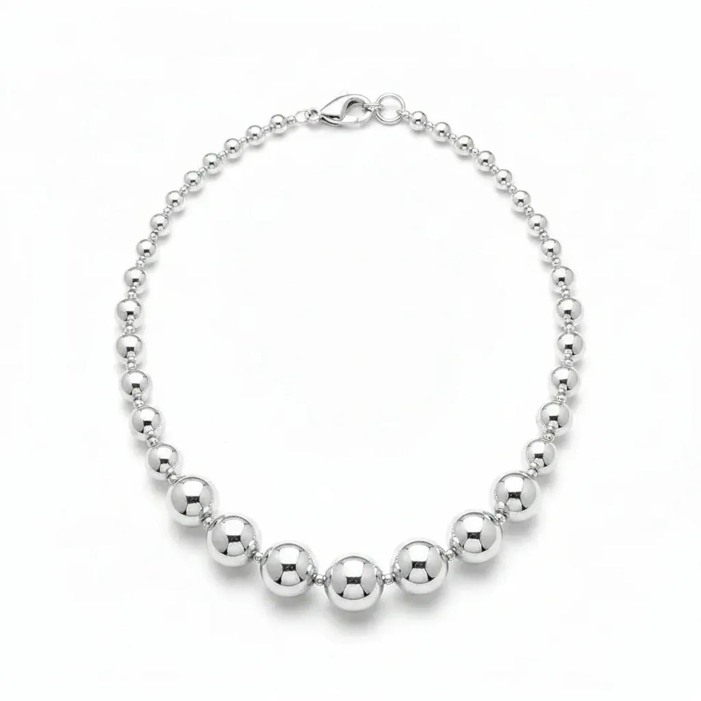 Unisex Gold Plated Metal Bead Collarbone Necklace Jewelry Y2K Spliced Choker Chain