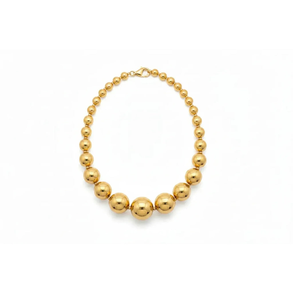 Unisex Gold Plated Metal Bead Collarbone Necklace Jewelry Y2K Spliced Choker Chain