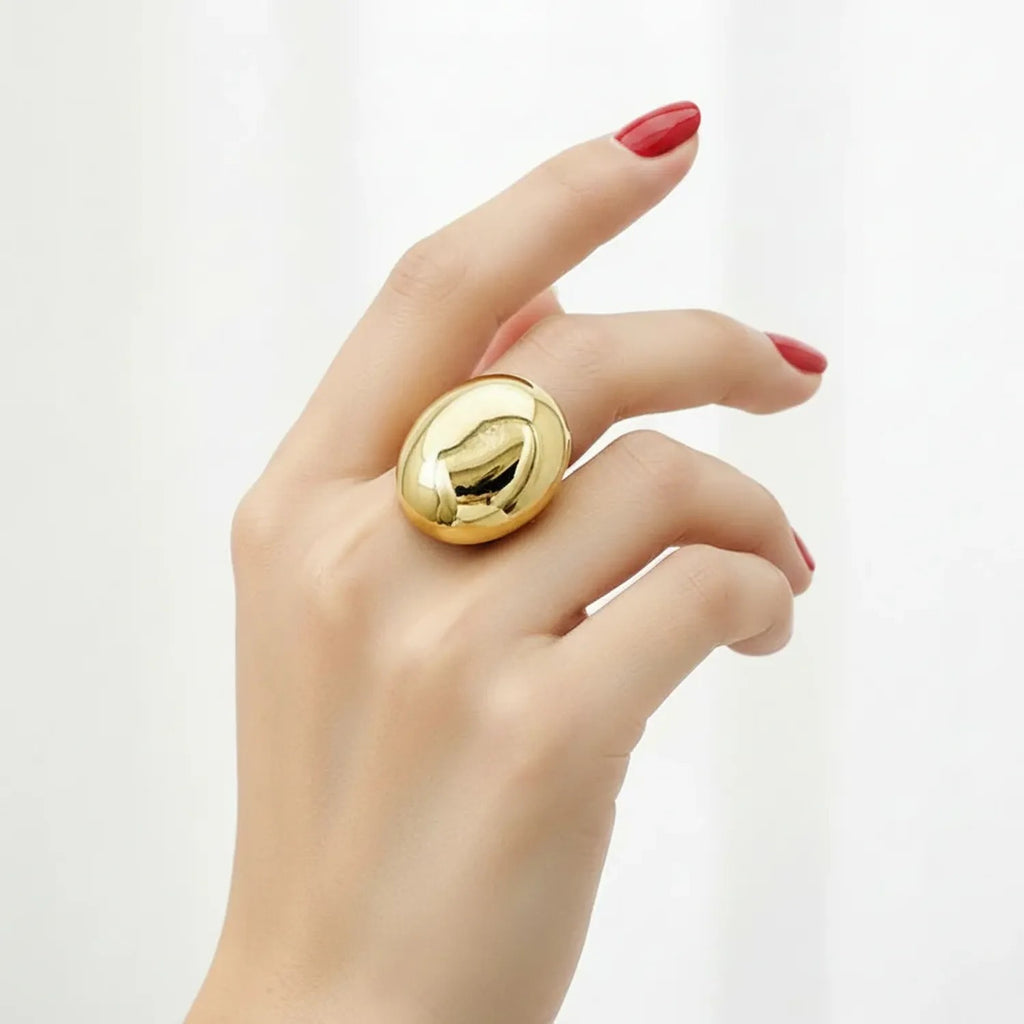 Versatile Oval Egg-Shaped Stainless Steel Ring